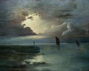 有雷雨的海上夕阳 - 安德烈亚斯·阿亨巴赫
